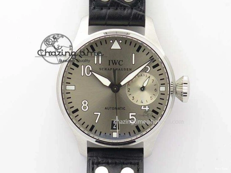 MIROTIME 0318 TimelessDesign Big Pilot Real PR IW500906 ZF 1:1 Best Edition Silver Dial On Black Leather Strap A 7285